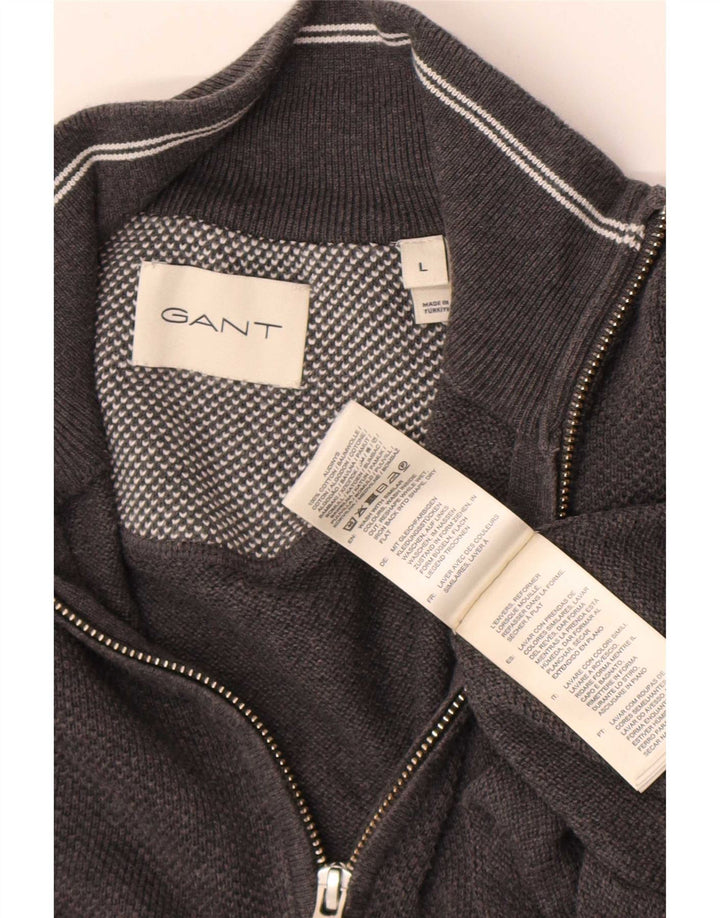 Gant Pull col zippé homme grand gris coton