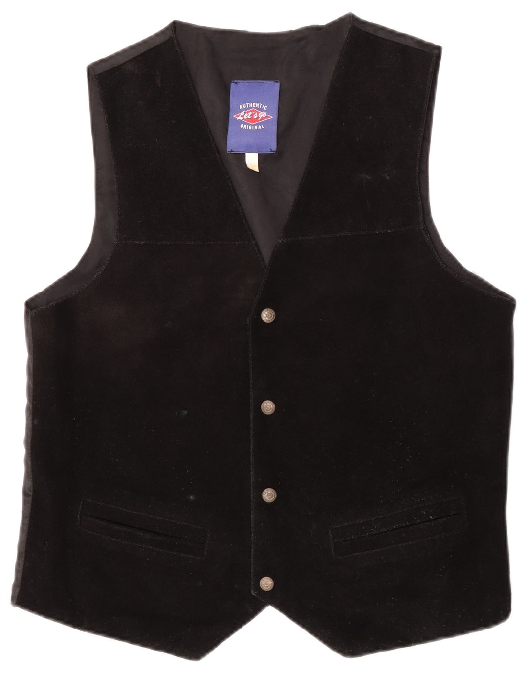 Authentique Gilet En Daim Pour Homme Cuir Noir Moyen