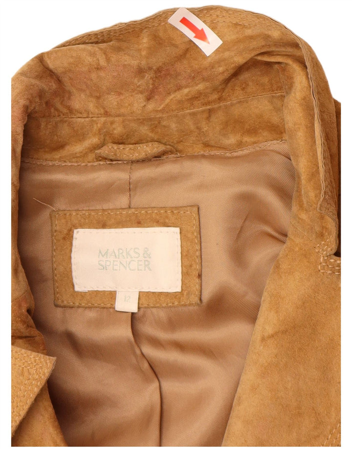Marks & Spencer Manteau en daim pour femme UK 12 Cuir marron moyen