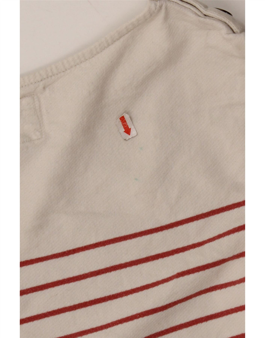 FAT FACE Haut Femme Manches Longues UK 8 Petit Coton Rayé Blanc Cassé