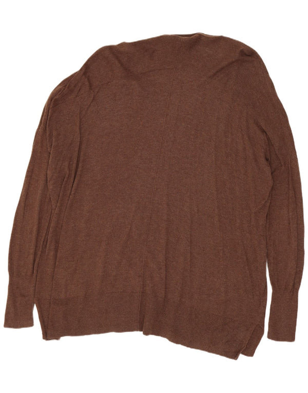Eddie Bauer Pull long à col en V pour femme UK 16 Grand coton marron