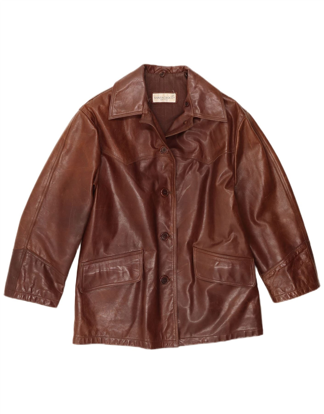 Veste en cuir femme Santacroce IT 42 cuir marron moyen