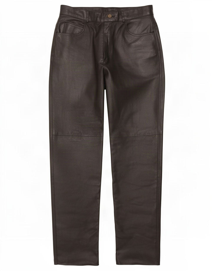 Pantalon en cuir droit femme vintage EU 40 Moyen W29 L31 Noir
