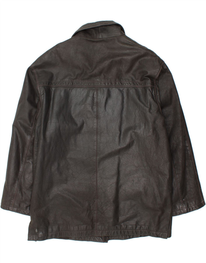 ROUTE 66 Manteau en cuir pour homme UK 46 3XL Cuir noir