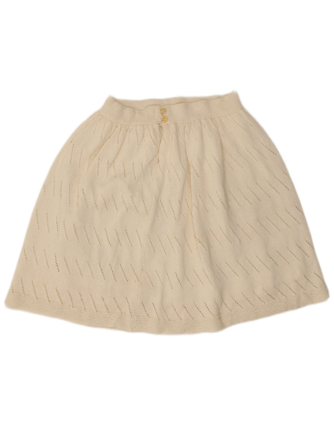 vintage Femmes Tricot A-Line Jupe W26 Petit Blanc Cassé