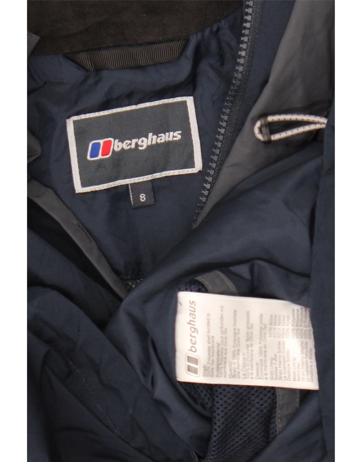 Berghaus Veste de pluie à capuche pour femme UK 8 Small Bleu marine Polyester
