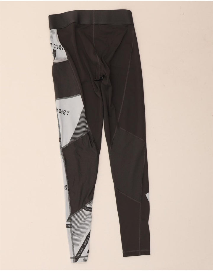 ADIDAS Leggings à trois bandes pour femmes UK 8/10 Petit noir géométrique