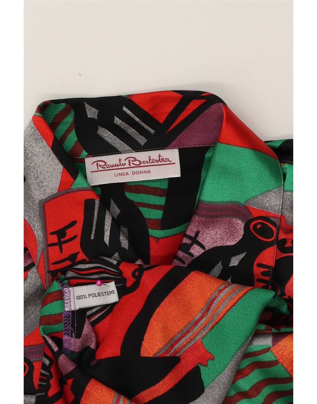 Renato Balestra Chemise Femme UK 16 Large Multicolore Géométrique