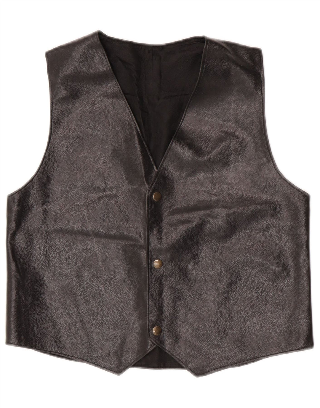 gilet en cuir femme vintage UK 14 Moyen Noir