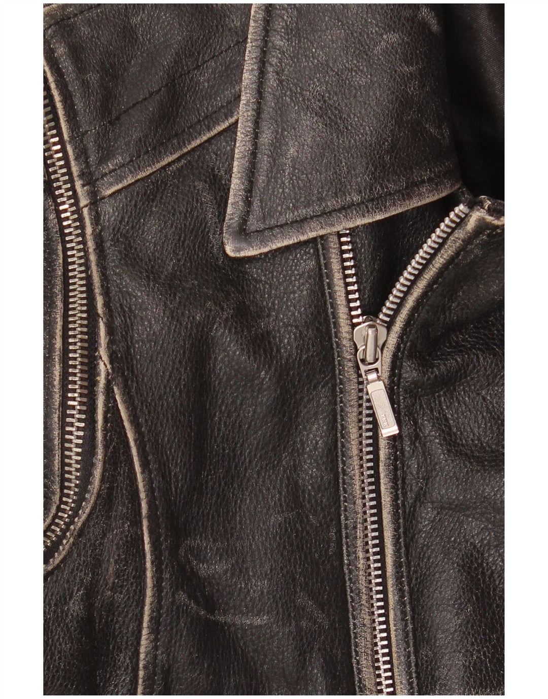 Yuppie Veste de motard en cuir court pour femme EU 38 Cuir noir moyen