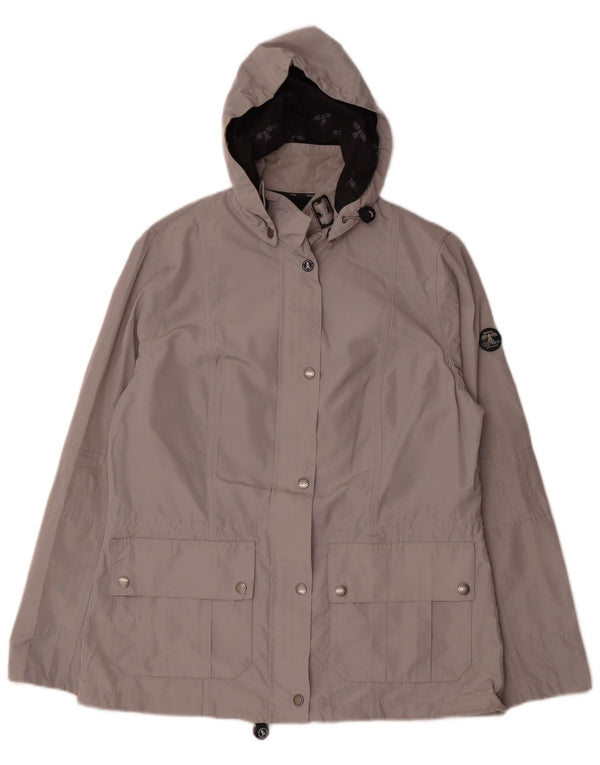 Barbour Veste de pluie à capuche pour femme UK 14 Large Gris Polyester