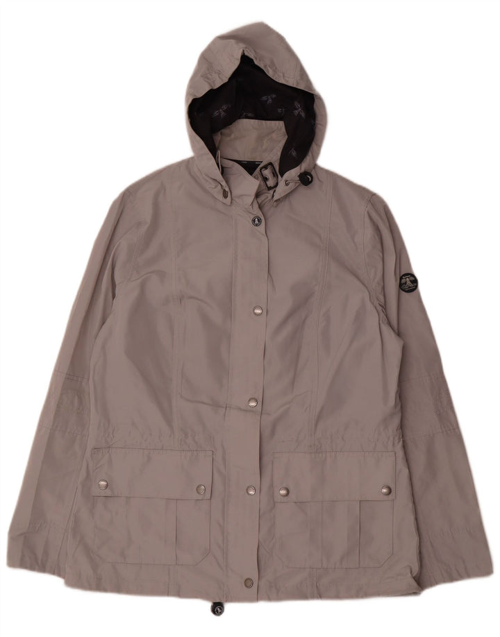 Barbour Veste de pluie à capuche pour femme UK 14 Large Gris Polyester