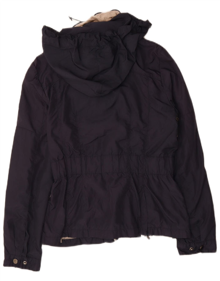 Zara Veste utilitaire à capuche pour femme UK 14 Large Bleu Marine Polyester