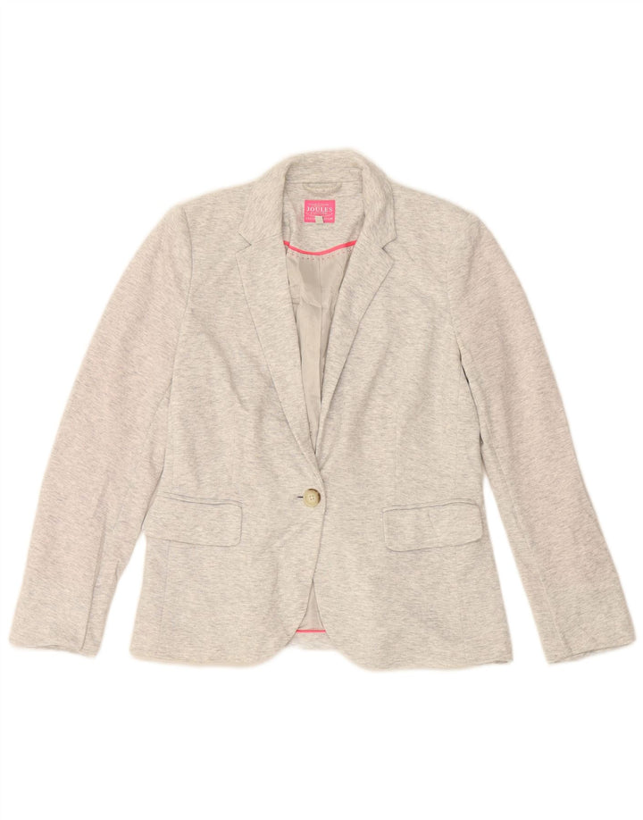 Joules Veste Blazer 1 Bouton Femme UK 10 Petit Gris Moucheté Polyester
