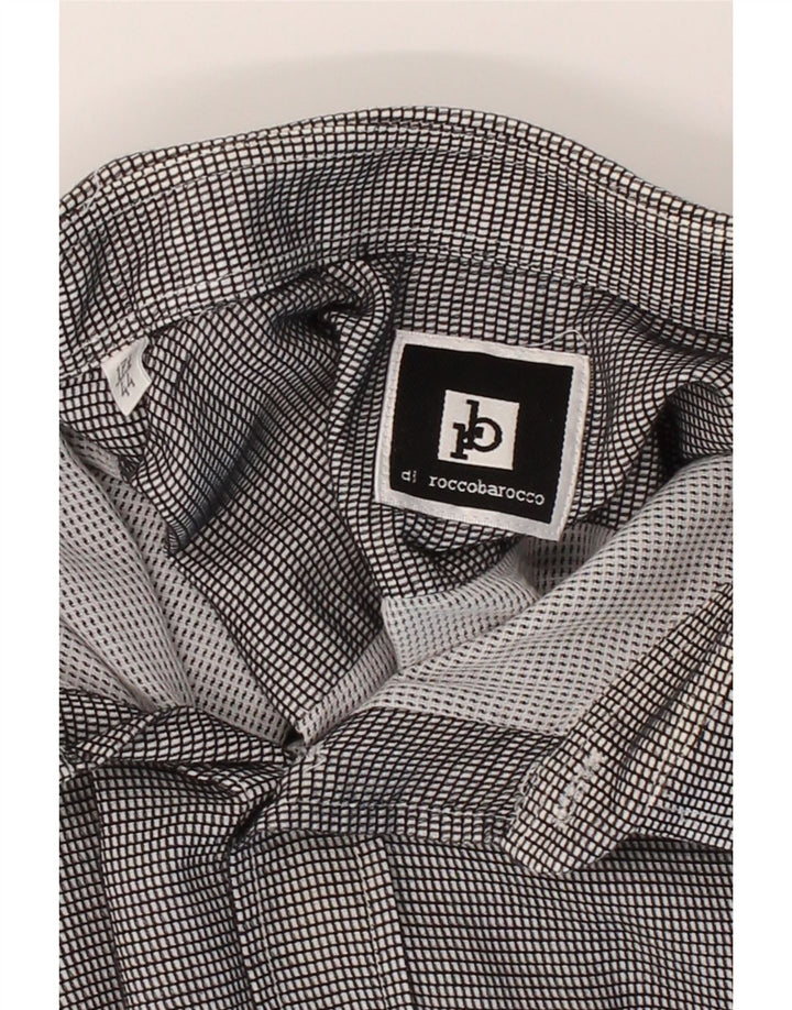 ROCCOBAROCCO Mens Shirt Size 17 1/2 44 XL Grey Check Cotton Vintage Roccobarocco and Second-Hand Roccobarocco from Messina Hembry 