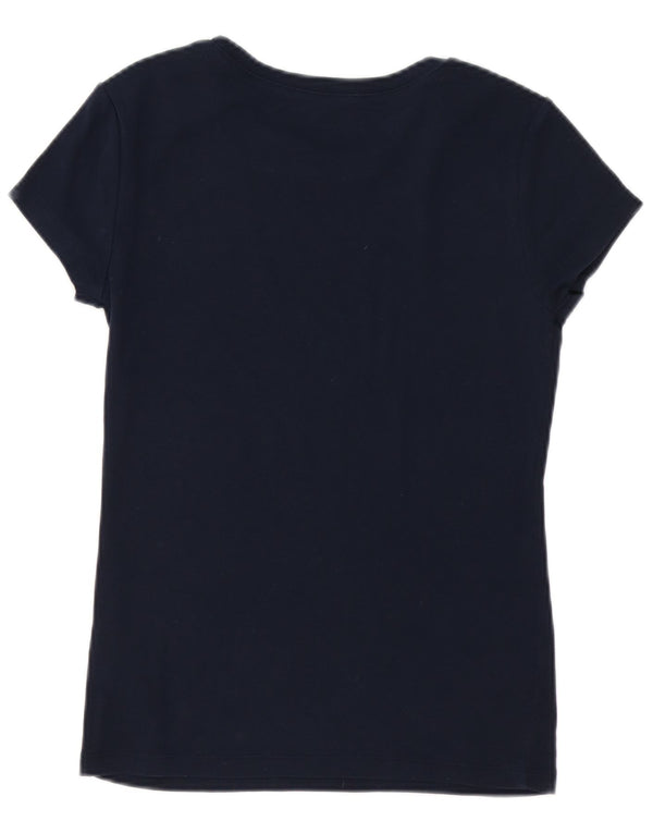 TOMMY HILFIGER T-Shirt Femme Top UK 12 Bleu Marine Moyen Coton