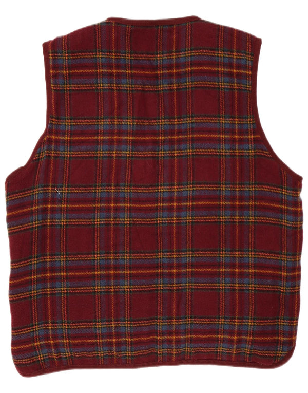Gilet matelassé réversible pour hommes vintage UK 40 Grand chèque bordeaux