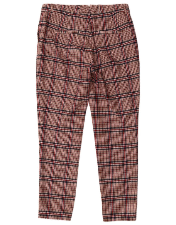 Gant Pantalon de costume slim pour femme UK 12 Medium W30 L28 Laine pied-de-poule rouge