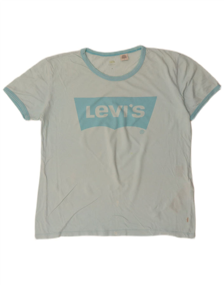 LEVI'S T-Shirt Graphique Femme UK 14 Coton Turquoise Moyen