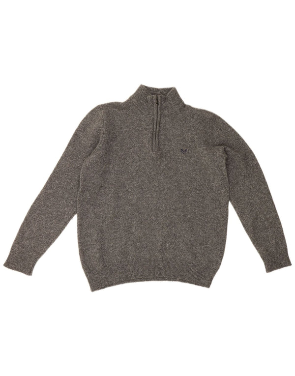 Crew Clothing Pull col zippé pour femme UK 18 XL Gris laine d'agneau