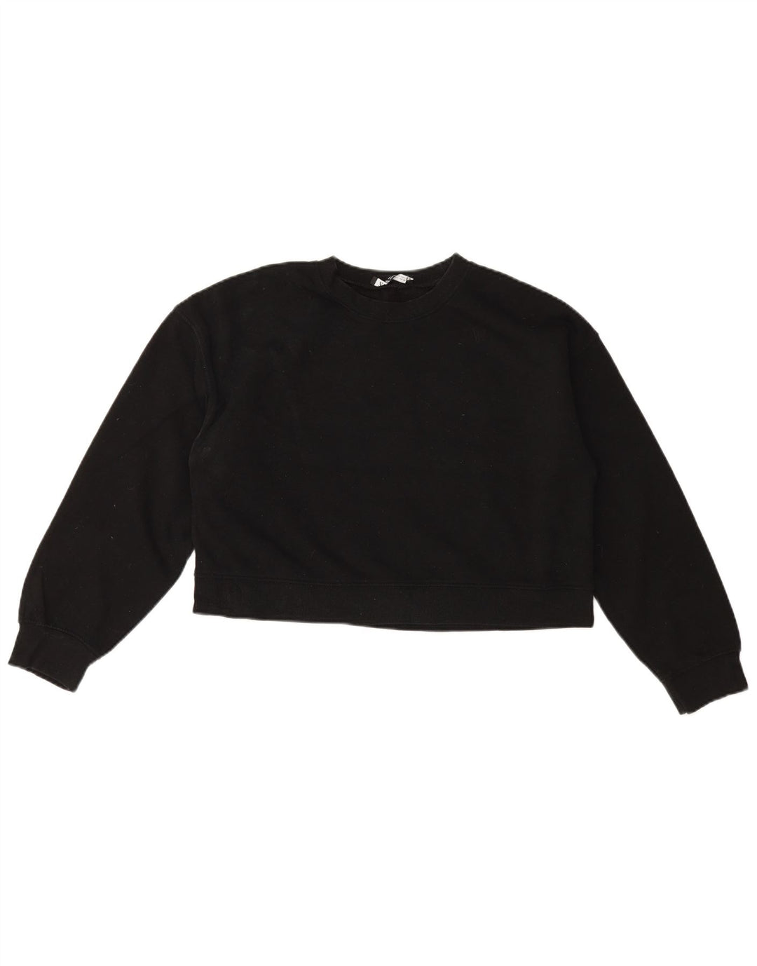 Zara Womens Crop Sweatshirt Jumper UK 14 Moyen Noir Coton