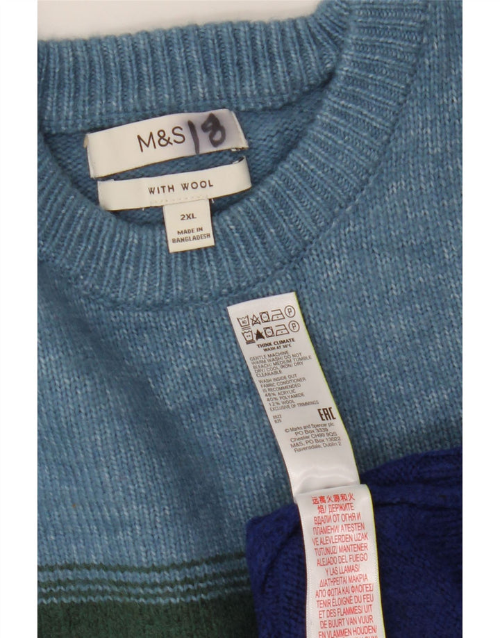 Marks & Spencer Pull col rond pour homme 2XL rayé multicolore