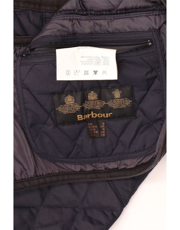 Barbour Veste matelassée pour femme UK 8 Small Bleu marine Colorblock Polyester