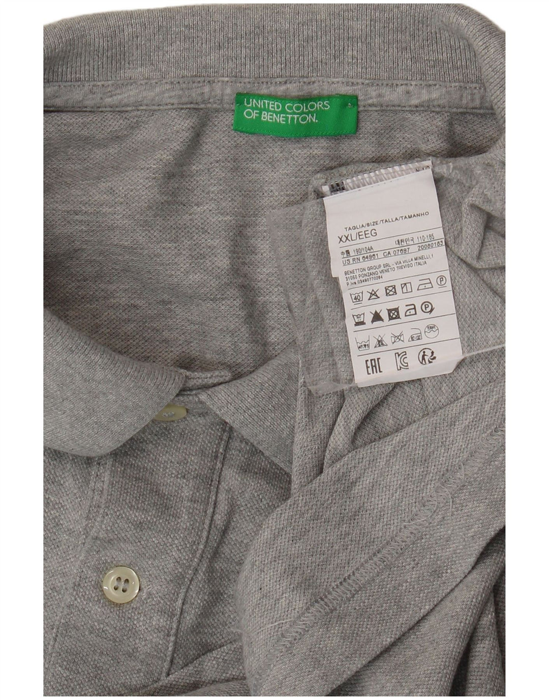 BENETTON Polo Homme 2XL Gris Coton