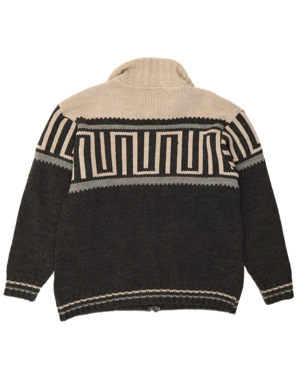 BOOM BAP Cardigan Homme Pull Grand Gris Géométrique Acrylique