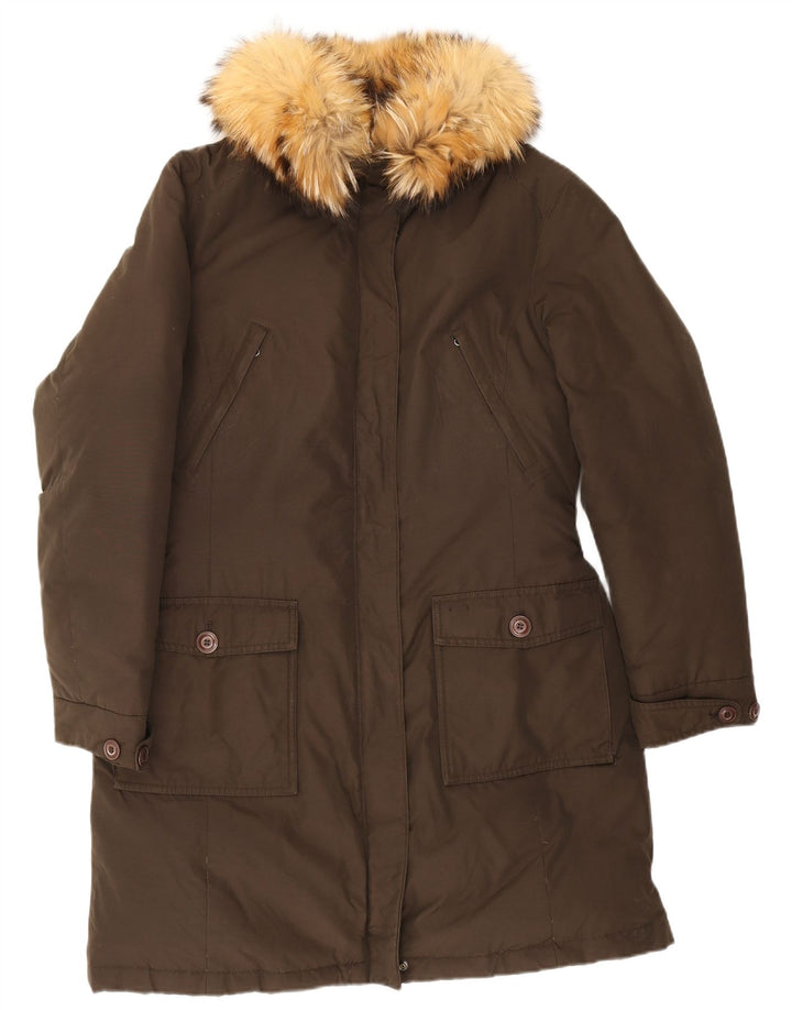 Woolrich Manteau Rembourré Femme UK 20 2XL Kaki Coton