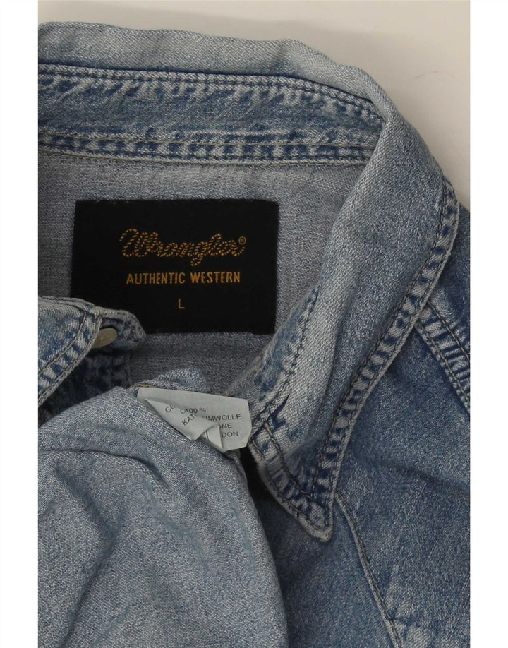 Wrangler Chemise en jean western pour homme en coton bleu moyen