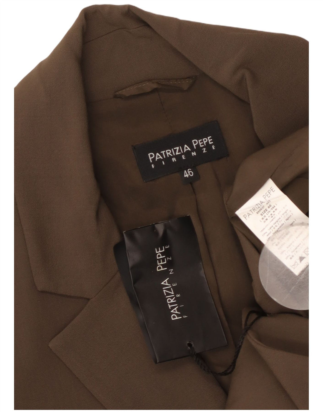 PATRIZIA PEPE Veste Blazer 2 Boutons Femme IT 46 Large Marron Laine Vierge