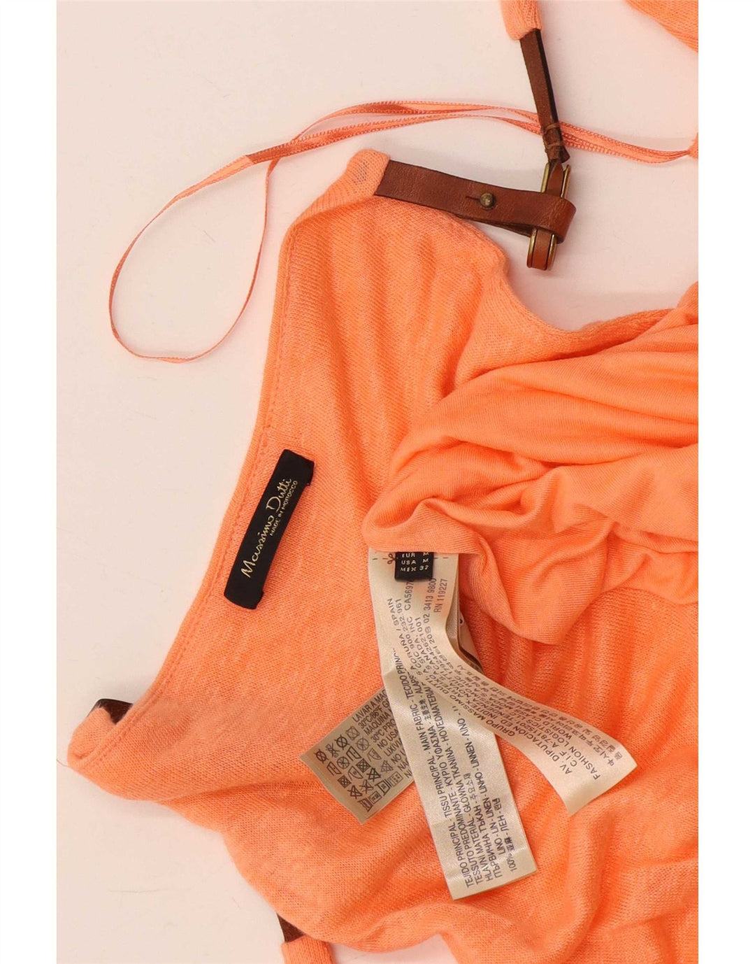 Massimo Dutti Robe fourreau pour femme UK 12 Lin moucheté orange moyen