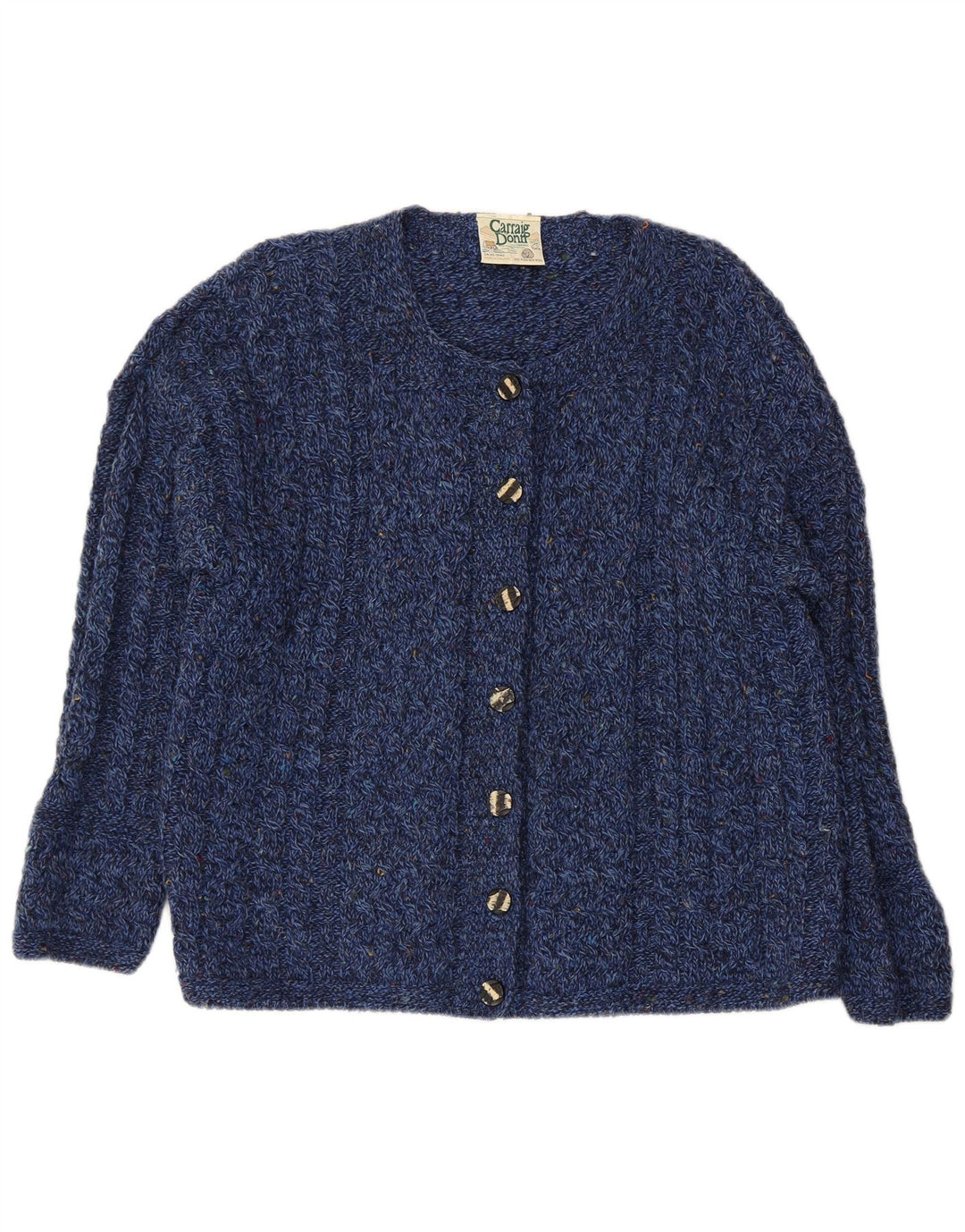 CARRAIG DONN Pull Cardigan Femme UK 16 Grand Bleu Marine Moucheté