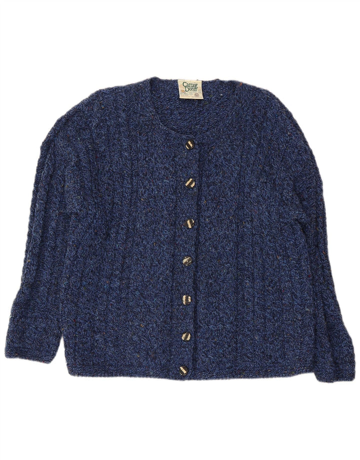 CARRAIG DONN Pull Cardigan Femme UK 16 Grand Bleu Marine Moucheté
