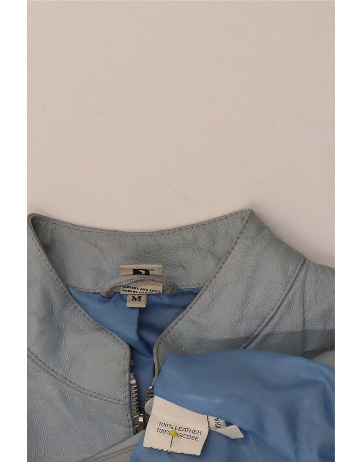 Veste en cuir femme vintage UK 14 Cuir bleu moyen
