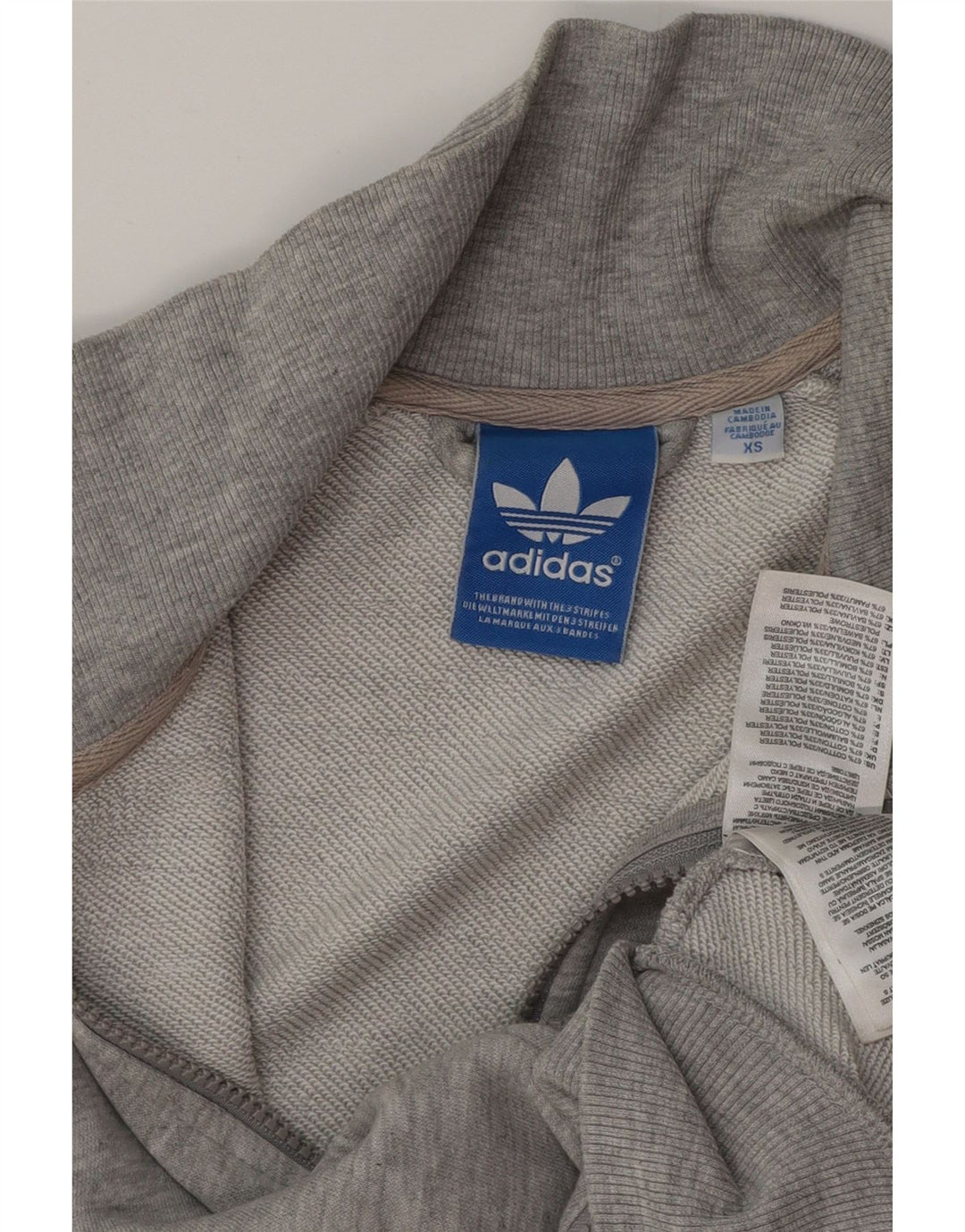 ADIDAS Veste de survêtement graphique surdimensionnée pour femmes UK 6 XS Gris Coton