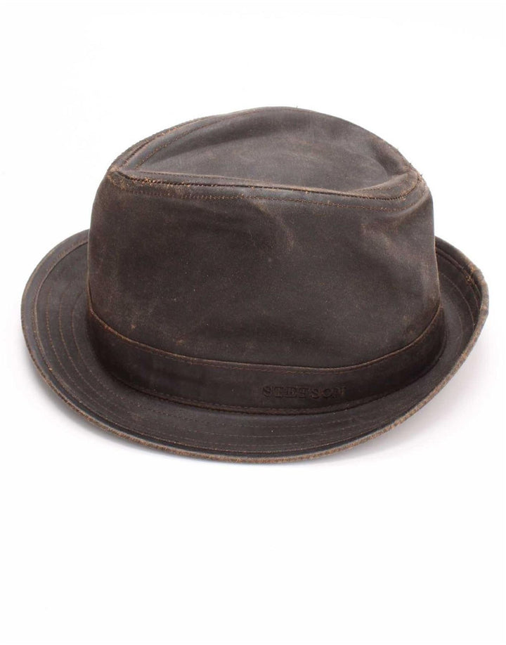 Chapeau Fedora pour Hommes en Coton Ciré Stetson Marron Moyen Coton
