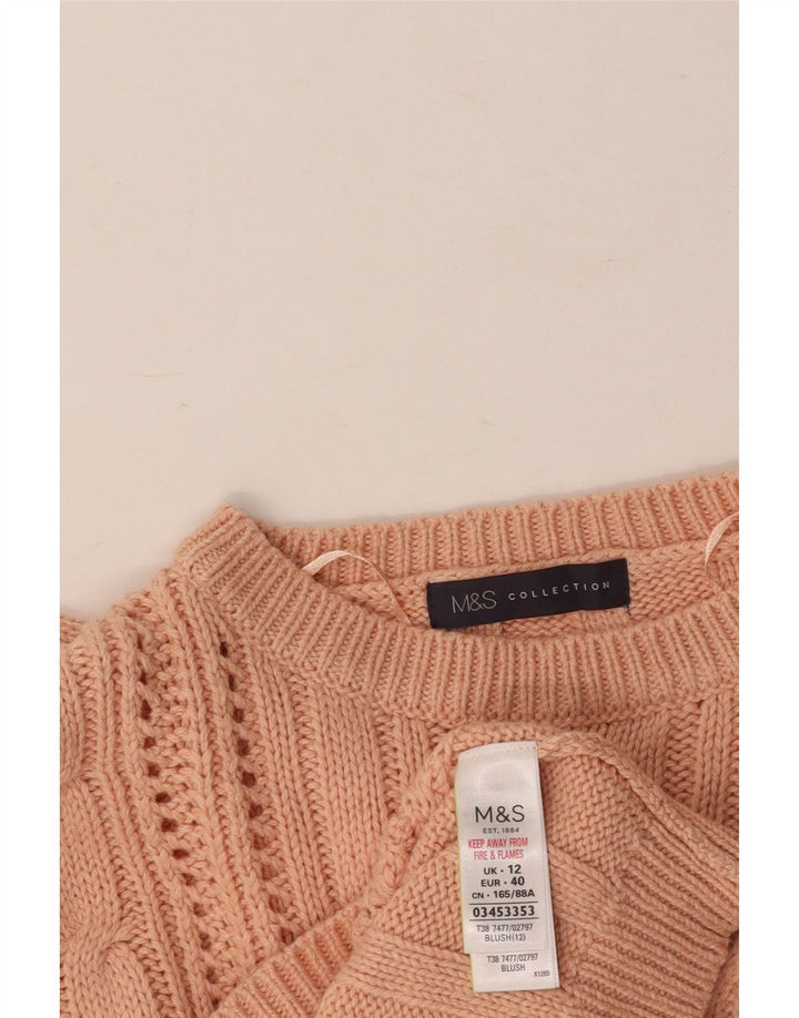 MARKS & SPENCER Pull à col rond pour femme UK 12 Coton rose moyen