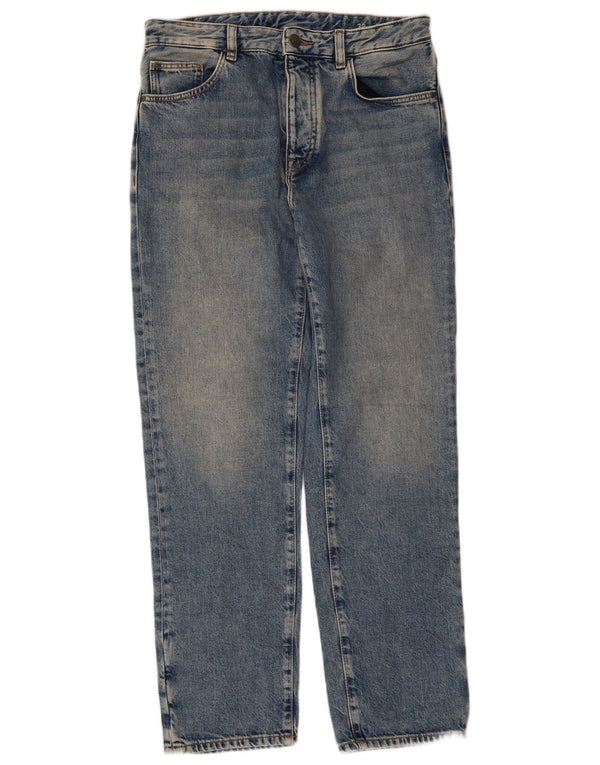 Massimo Dutti Jean droit taille haute pour femme EU 38 Small W28 L28 Bleu