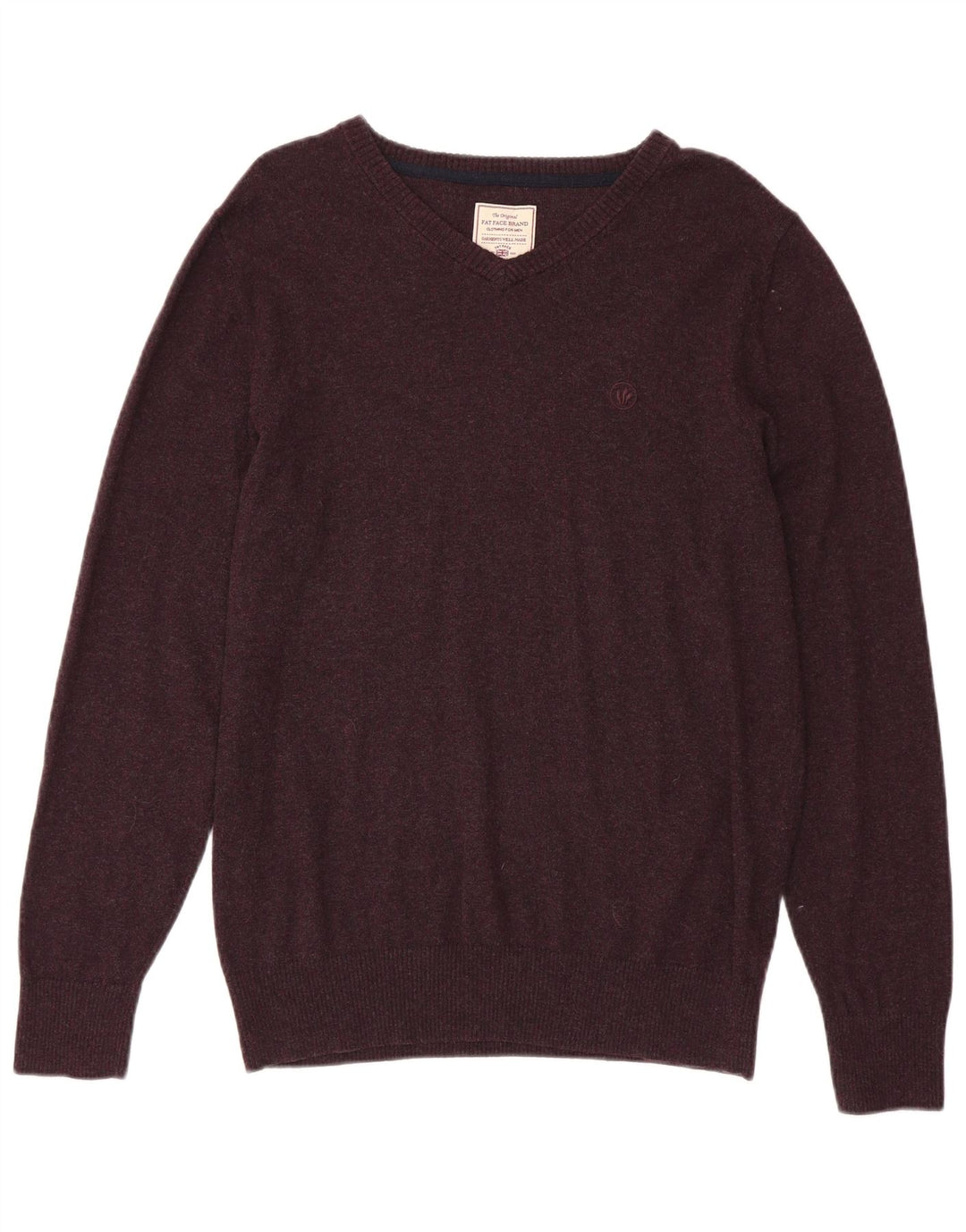 FAT FACE Pull col V pour homme en coton bordeaux Taille L