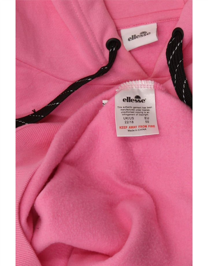 ELLESSE Pull à capuche surdimensionné graphique pour femme UK 22 3XL Coton rose