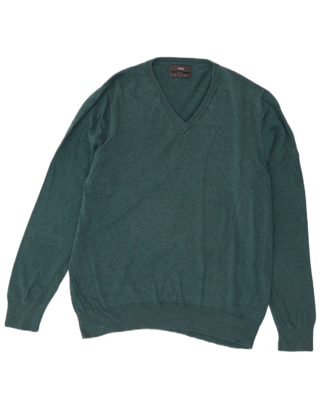 Marks & Spencer Pull col V pour homme en coton bleu Taille L