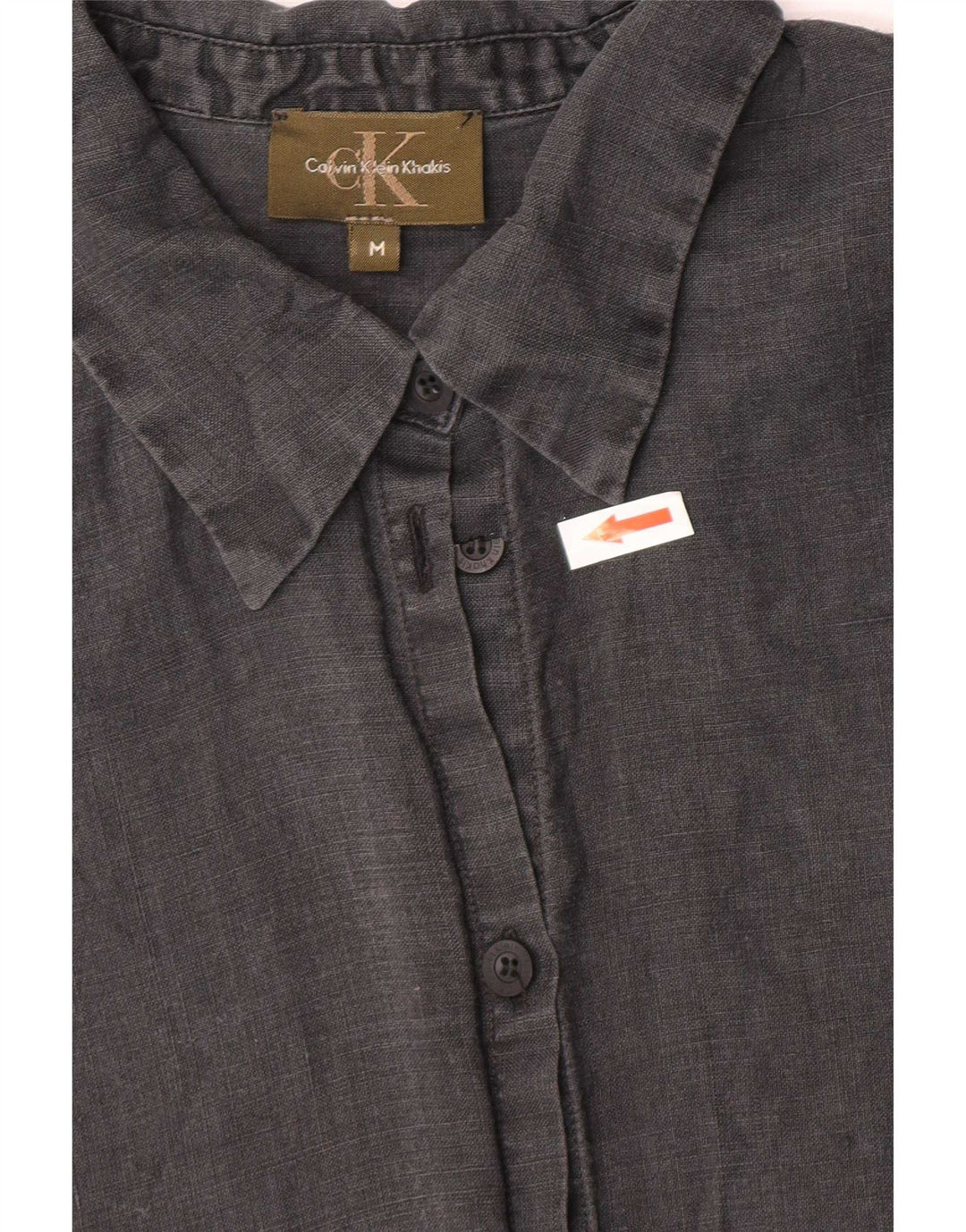 Calvin Klein Chemise Khakis Femme UK 12 Lin Gris Moyen