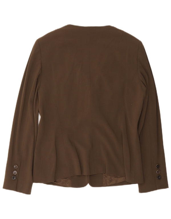Escada Veste Blazer 2 Boutons Femme EU 40 Laine Marron Moyen