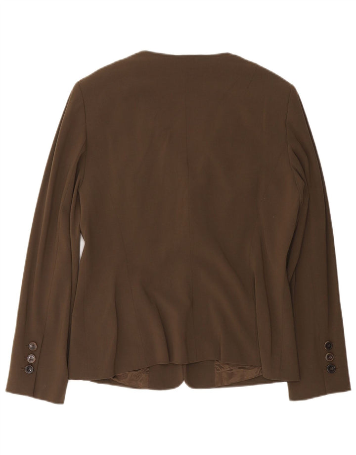 Escada Veste Blazer 2 Boutons Femme EU 40 Laine Marron Moyen