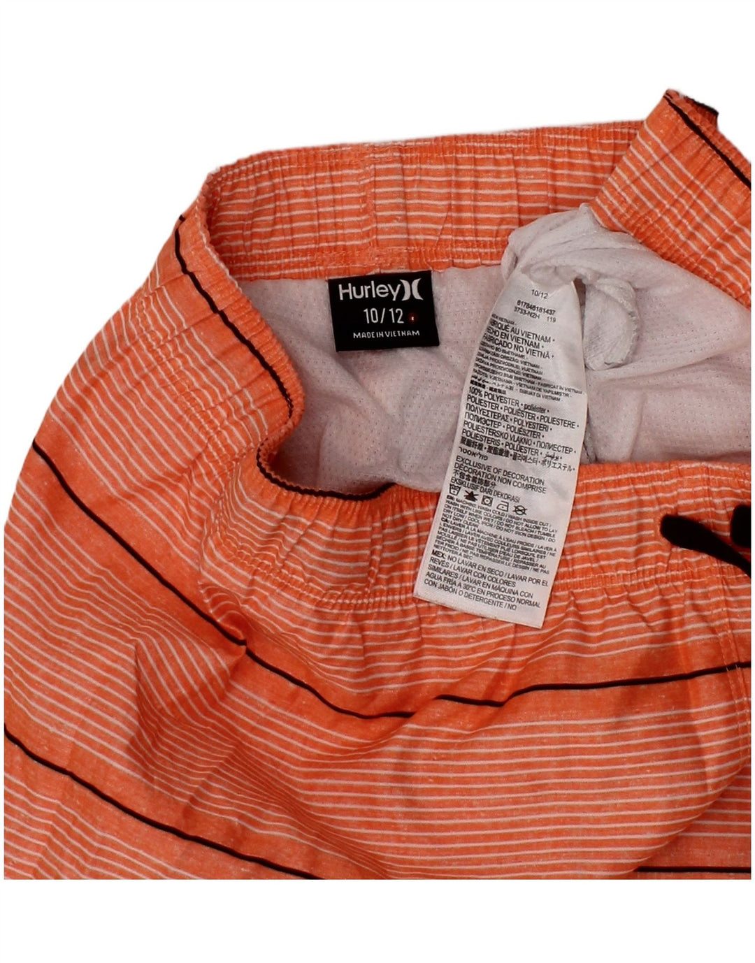 HURLEY Short de Bain Garçon 10-11 ans Polyester Rayé Orange