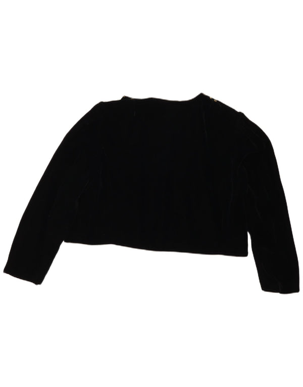 Rose Dirdnl Veste boléro ouverte en velours pour femme EU 46 XL Viscose florale noire