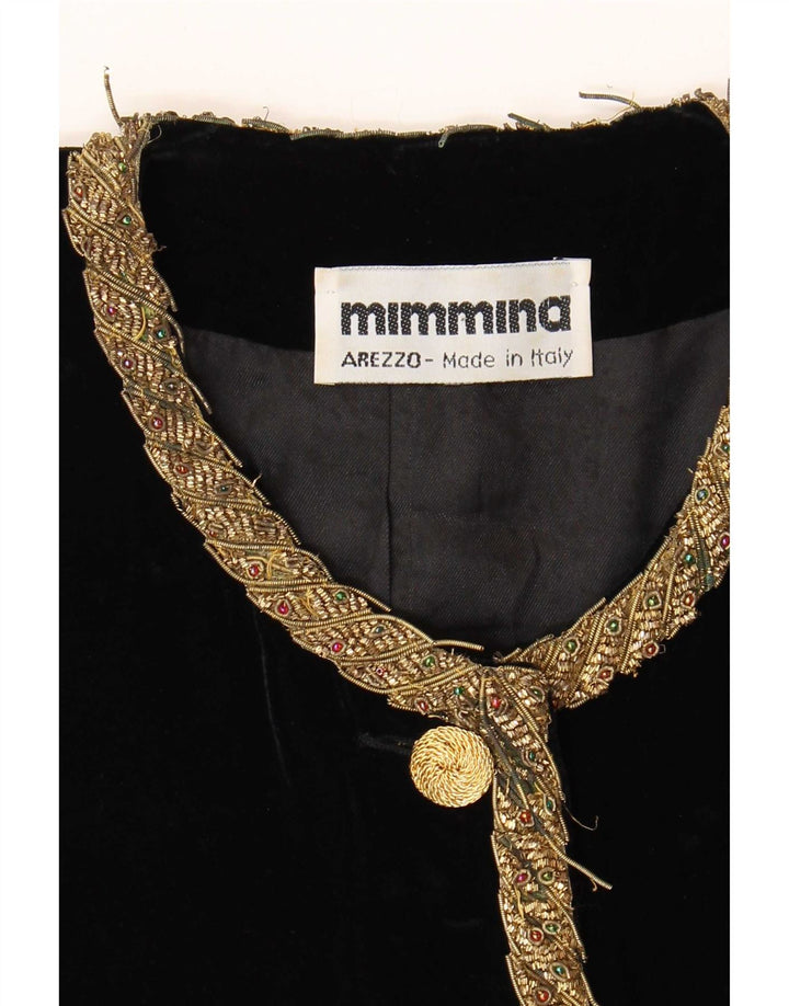 MIMMINA Veste blazer courte à 5 boutons pour femme UK 12 Noir moyen