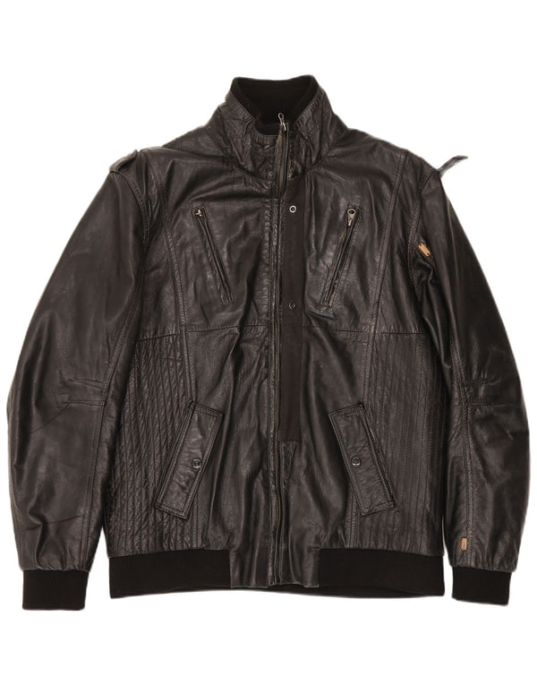 Veste en cuir homme vintage UK 42 XL Cuir noir